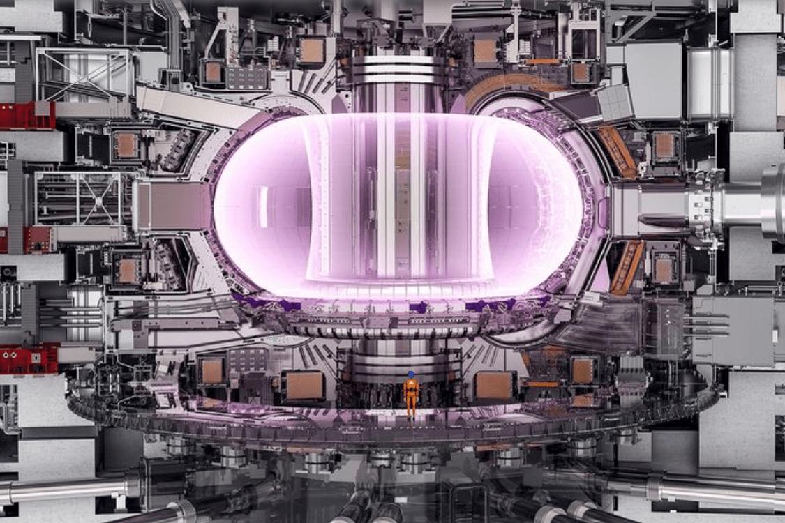 The glowing interior of a fusion reactor.