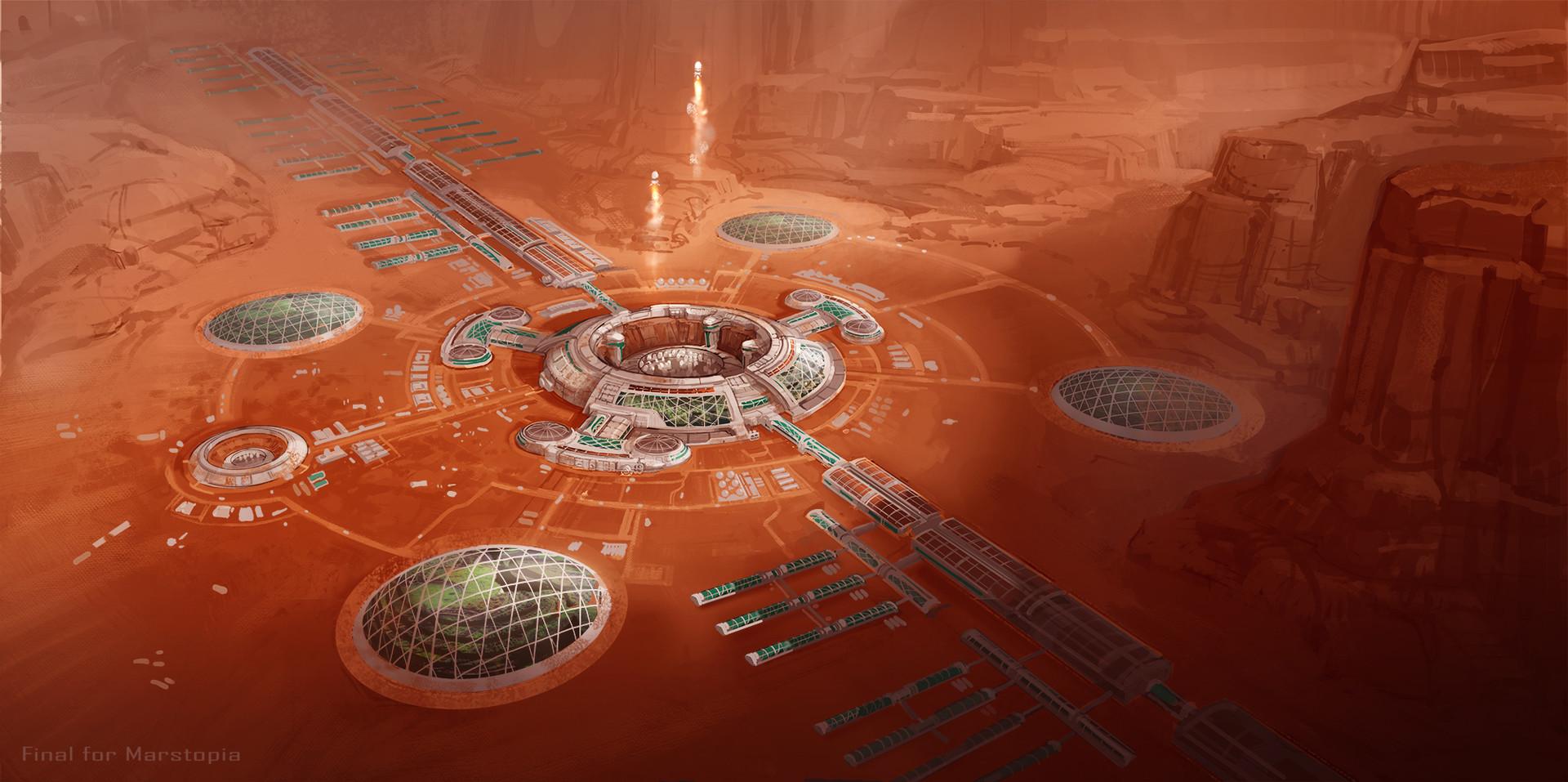 An artist's view of a colony on Mars.
